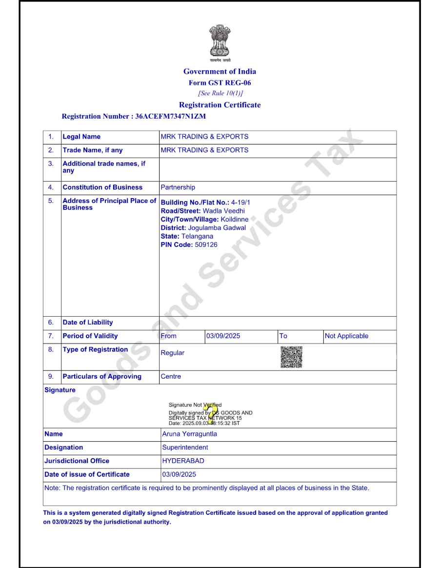 GST Registration Certificate